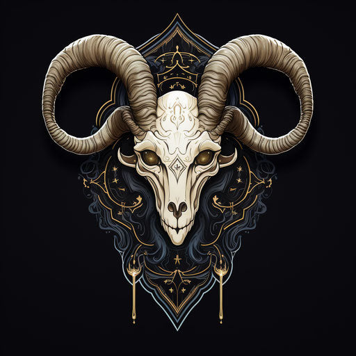Leo ram horn sticker, gothic style symmetrical
