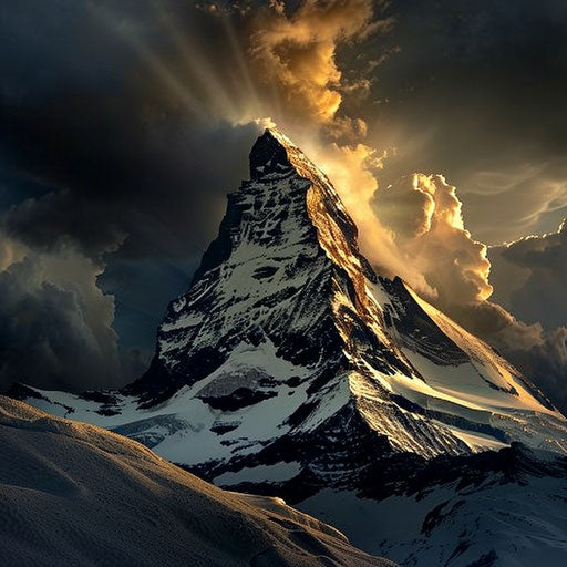 The Matterhorn with dramatic lighting and shadows
