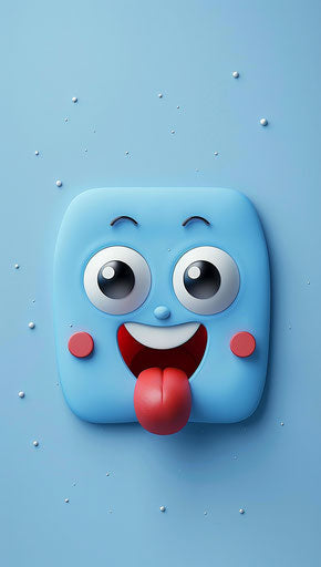 Baby face in rounded blue shapes, cute cartoon style