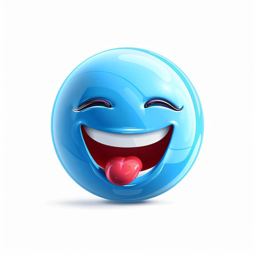 Blue sphere with lips and eyes on white background