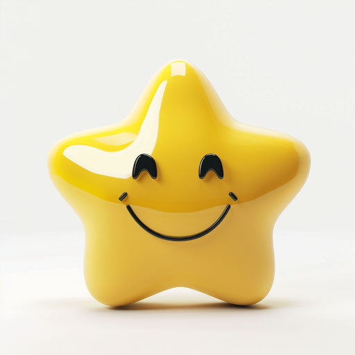 Star with happy smiley face and smiley face icon isolated