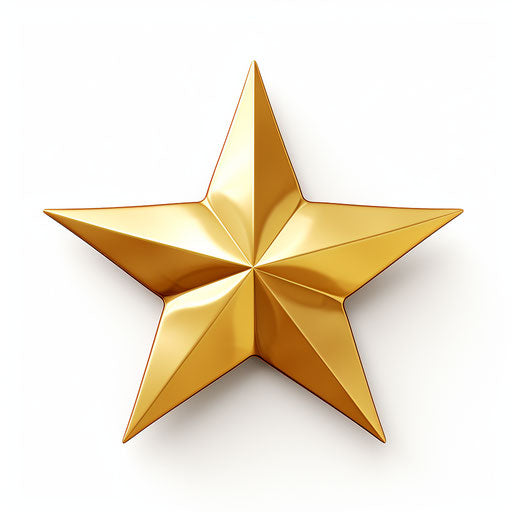 Illustration of a gold star in the Chiaroscuro Art style, on white background
