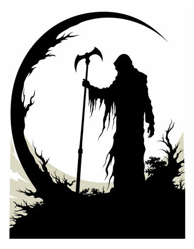 Death with scythe and grave