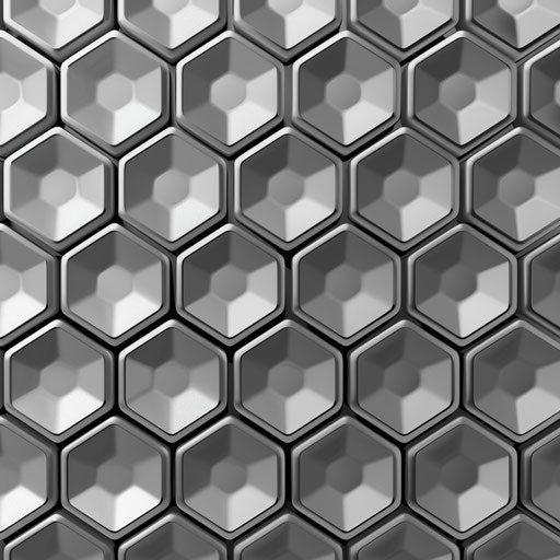 Flat, metallic backdrop underpins realistic honeycomb clipart