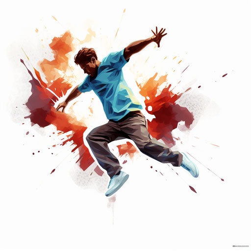 Jumping clipart in the style of Chiaroscuro Art, on a white background