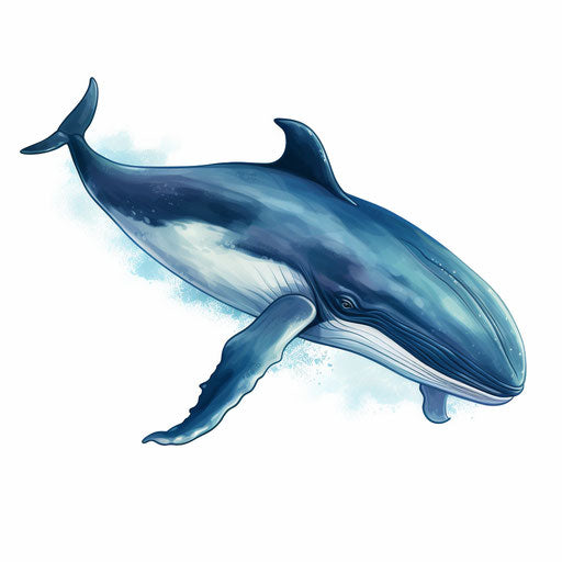 Blue whale in the style of oil painting
