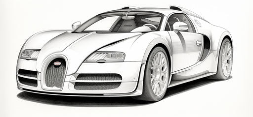 Bugatti car Coloring Picture - realistic light and color usage