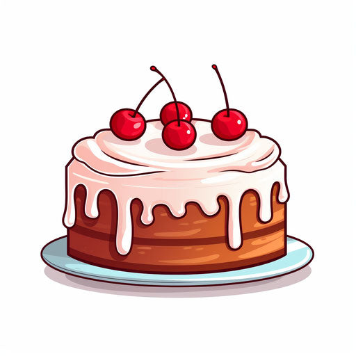 Cake drawing in Minimalist style, on white background