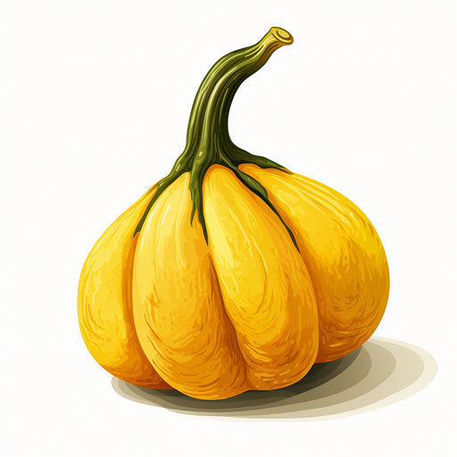 Squash illustration in the style of Chiaroscuro Art, on white background