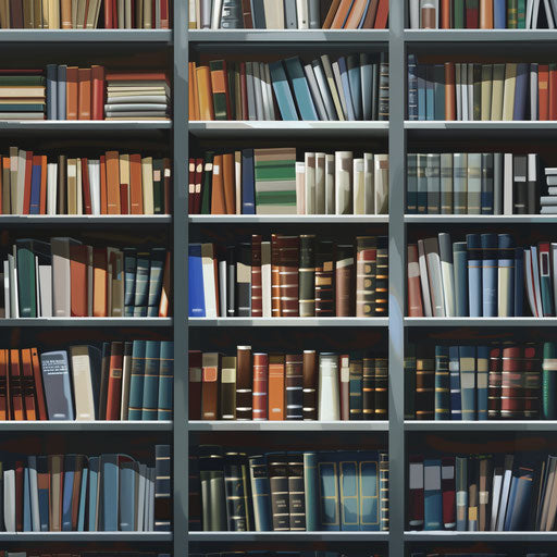 Realistic library on flat metallic silver background