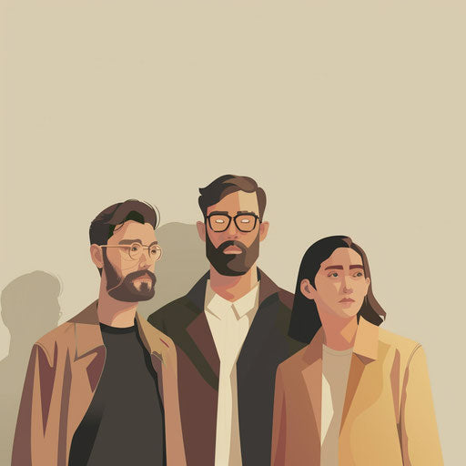 Team clipart on olive background, refined details and soft gradients