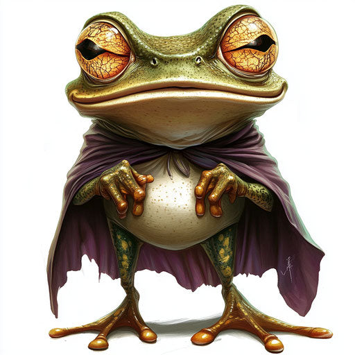 Humorous caricature of a frog with human characteristics