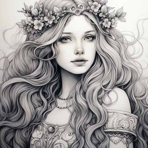 Beautiful girl with long hair in fancy dress