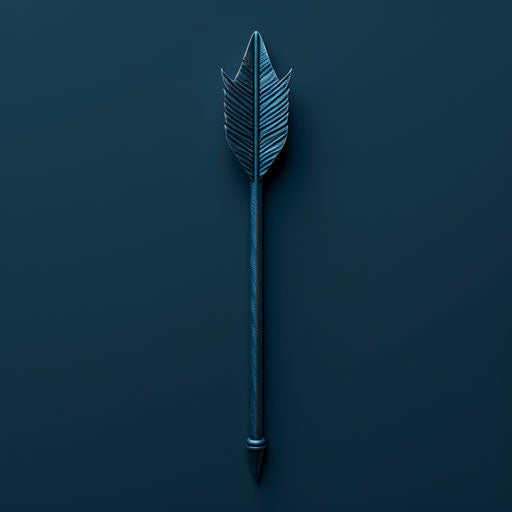 Realistic arrow on flat indigo background with HD blur