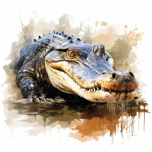 Alligator in the style of Oil painting
