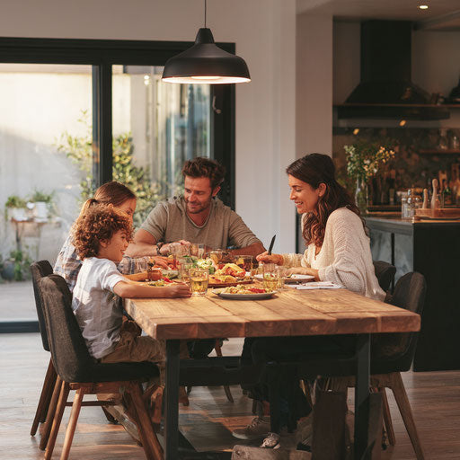 A happy family enjoying a meal together