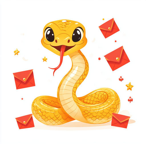 Cute cartoon snake with New Year elements