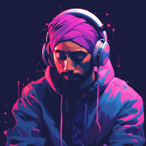 Rap singer in Indian pop style, cartoon realism