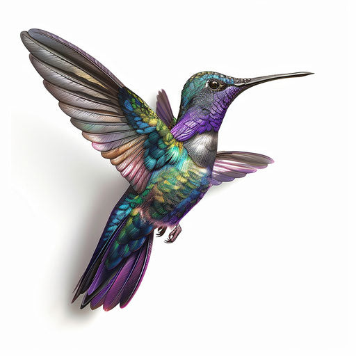 Photo realist hummingbird illustration on white background