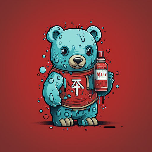 Brown bear holding a bottle of milk