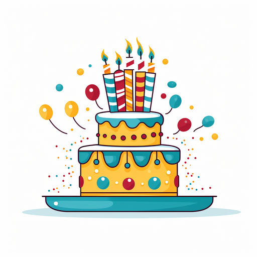 Minimalist style happy birthday clipart on a white background