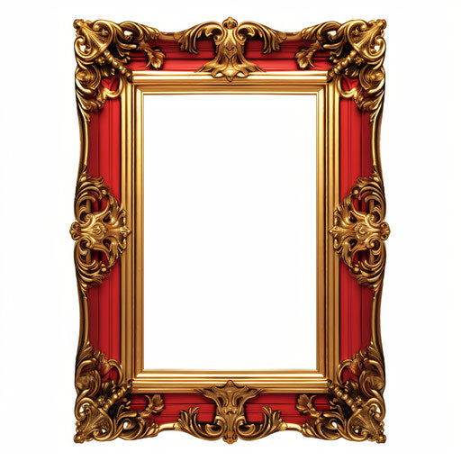 Picture frame clipart in the style of Chiaroscuro Art, on a white background