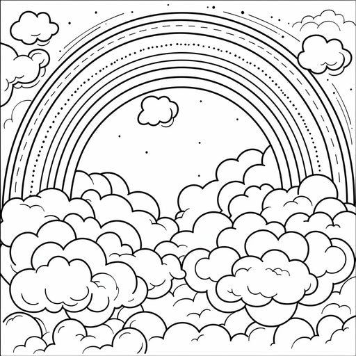 Rainbow in fluffy clouds