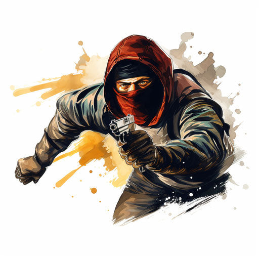 Robber clipart in the style of Oil painting, on a white background