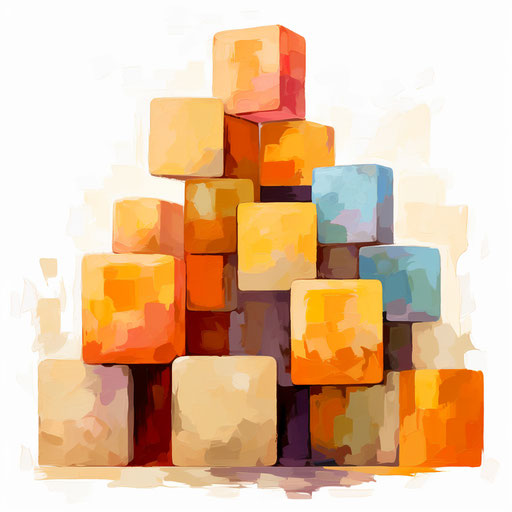 Blocks clipart in the style of Oil painting