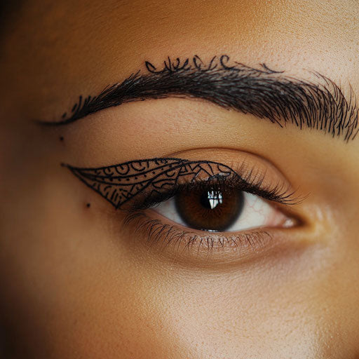 Brow tattoo with traditional shading and vintage feel