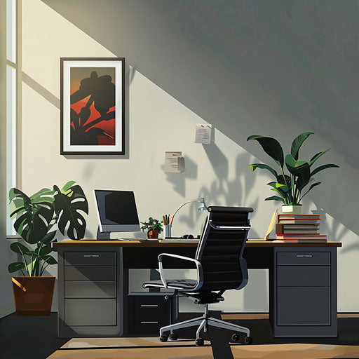 Minimalist and modern CEO's corner office