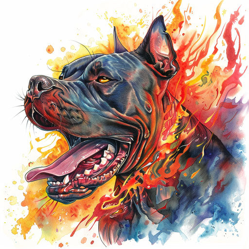 Fiery pitbull on white background