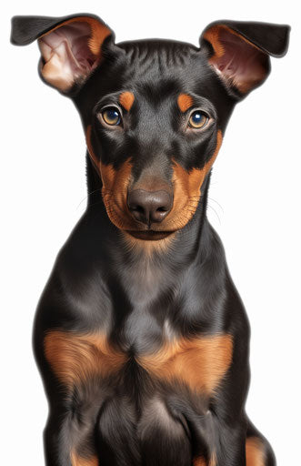 Doberman puppy on transparent background, distinct facial features
