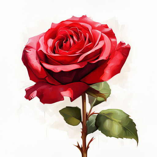 Red rose clipart in the style of Oil painting
