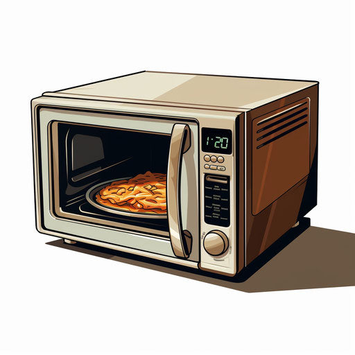 Microwave illustration in Chiaroscuro Art style, on a white background