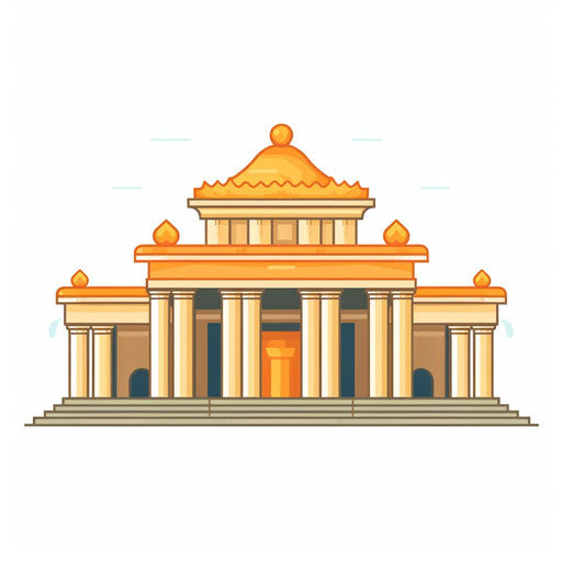 Minimalist style temple clipart on white background