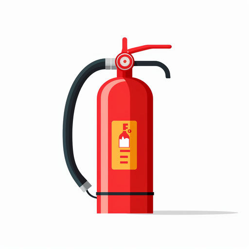 Minimalist style illustration of a fire extinguisher on white