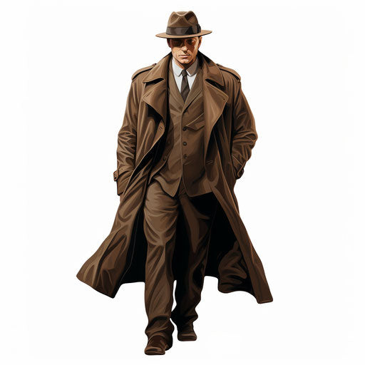 Illustration of coat in the style of Chiaroscuro Art, on white background