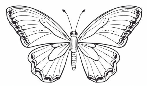 Children's coloring pages: simple butterfly to color and trace
