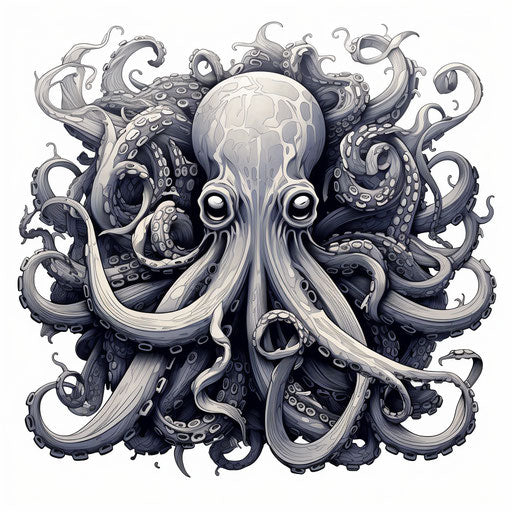 An octopus drawn with vines