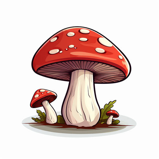 Minimalist style mushroom clipart, on white background