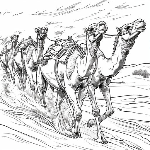 Camel race in the sand dunes