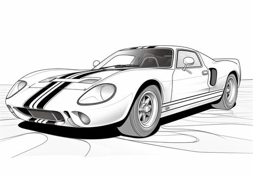 Sports car with stripes, manual focus lens style, animal intensity