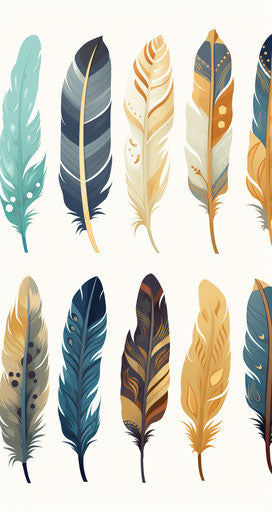 Indian feathers clip art, tattoo style, Upper Paleolithic art