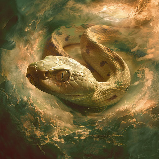Copperhead snake in a surreal dreamscape