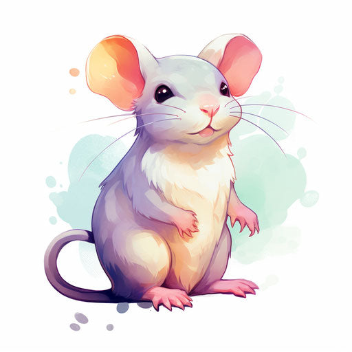 Rat illustration in the style of Pastel Colors Art, on white background