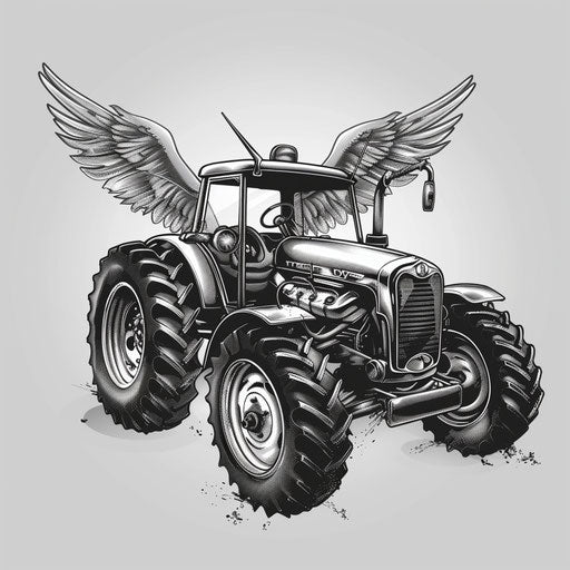 Photo-realistic tractor clipart with flat random background