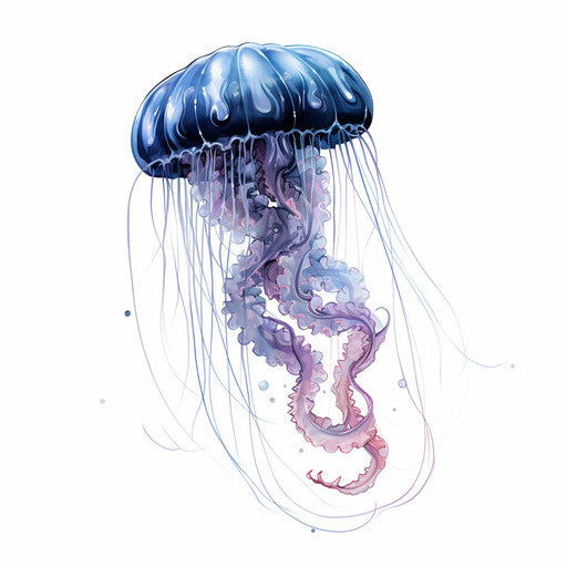 Jellyfish clipart in the style of Chiaroscuro Art, on white background