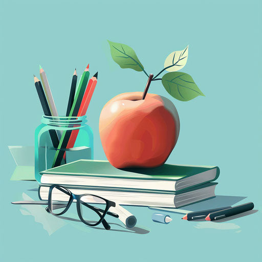 Realistic teacher illustration on flat, serene aqua background