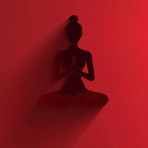 Flat maroon background with realistic namaste clipart